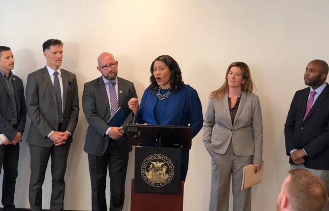 San Francisco Mayor London Breed announces recommendations from the city's Methamphetamine Task Force. Joining her at Strut Tuesday were, from left, Mike Discepola, task force co-chairs Dr. Grant Colfax and Rafael Mandelman, interim District Attorney Suzy Loftus, and Dr. Anton Nigusse Bland, the mayor's director of mental health reform. Photo: John Ferrannini