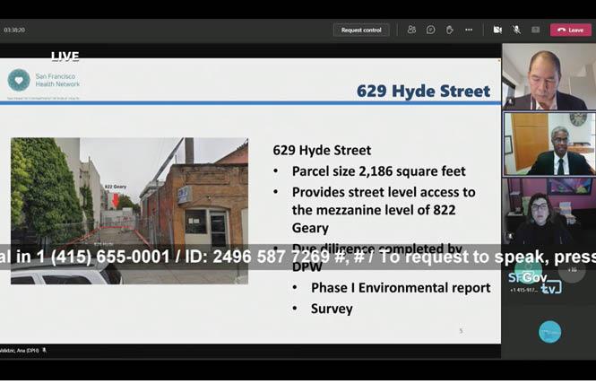 A slide shows the property being proposed for purchase by the city for a supervised consumption site. Photo: Screengrab <br>