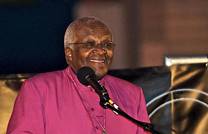 Archbishop Desmond Tutu spoke at Grace Cathedral in 2008 when he accepted an award from the International Gay and Lesbian Human Rights Commission, now known as OutRight Action International. Photo: Jane Philomen Cleland 