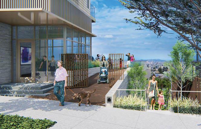 In this rendering, a pedestrian viewing deck is part of the plan for the Diamond Street housing project that received a positive recommendation from the San Francisco Planning Department. Photo: Courtesy On Diamond LLC