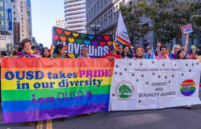 The Oakland Unified School District and its Gender and Sexuality Alliance were one of many contingents in the 2019 Oakland Pride parade. Photo: Jane Philomen Cleland  <br>