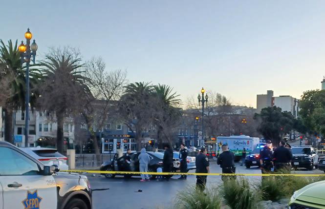 San Francisco police investigate a shooting in the parking lot of the Castro Safeway late Tuesday afternoon. Photo: Sebastian Luke