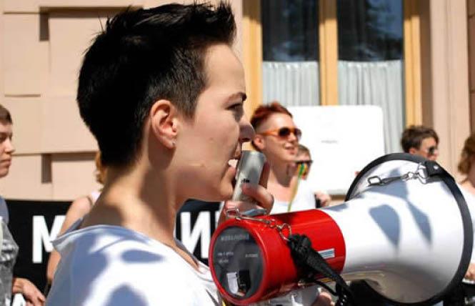 Olena Shevchenko of Insight, a Ukrainian LGBTQ rights group, in Kyiv, Ukraine, in 2014. Shevchenko and other Ukrainian activists have condemned Russia's invasion. Photo: Courtesy Olena Shevchenko