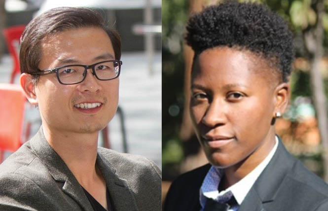 Howard F. Chan, left, is the new chair of the GLBTQ+ Asian Pacific Alliance and Iowayna Peña is the new female co-chair of the Alice B. Toklas LGBTQ Democratic Club. Photos: Courtesy GAPA; Peña