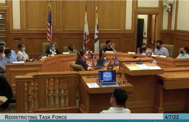 The San Francisco Redistricting Task Force dissolved into chaos in the early hours of Sunday as it worked to finalize a new map for the city's 11 supervisorial districts. Photo: Screengrab