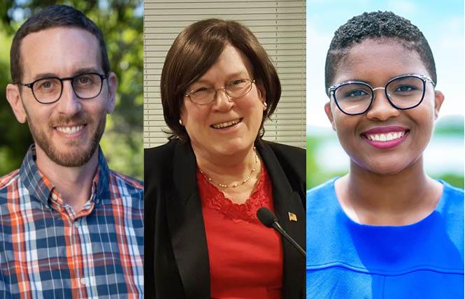 LGBTQ elected leaders Scott Wiener of San Francisco, left, Gerri Cannon of New Hampshire, and Tiara Mack of Rhode Island have joined with many other out lawmakers to propose legislation to protect trans kids. Photos: Wiener, courtesy Wiener; Cannon, courtesy Twitter; Mack, courtesy LPAC