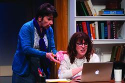 Cheryl McMahon and Maureen Keiller in Speakeasy Stage's production of ADMISSIONS