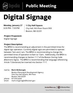 Public Meeting Regarding Digital Signage Announced