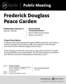 Frederick Douglass Peace Garden meeting planned