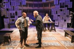 From left: Joshua Wolf Coleman, Ed Hoopman, and Scot Colford in "The Book of Will" at Lyric Stage Company of Boston. Mark S. Howard.