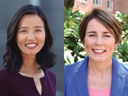 Mayor Michelle Wu and Governor Maura Healey. Photos via Facebook.