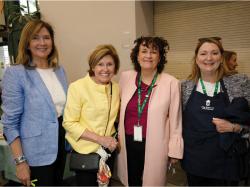 (L to R): Alicia Verity, Chief Program Officer, Yawkey Foundation; Maureen Bleday Chief Executive Officer, Yawkey Foundation; Lyndia Downie, President & Executive Director, Pine Street Inn; and Becky Crawford, Chief Advancement Officer, Pine Street Inn, served a special brunch at the Women's Inn at Pine Street celebrating Mother's Day and the installation of 313 new, energy-efficient windows with Yawkey Foundation as the lead funder.