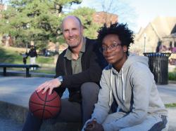 From L to R: Big Brothers Big Sisters of Eastern Massachusestts volunteer Big Brother Brad Roberts and his mentee, Little Brother at Xzavier Jones. Photo courtesy of BBBSEM.