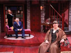 From left: Pamela Lambert, Remo Airaldi, and Kelby T. Akin in Lyric Stage's "The Game's Afoot. Photo by Mark S. Howard. 