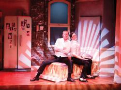 Mark Linehan and Jared Troilo in the Lyric Stage Company's production of The Drowsy Chaperone. Photo by Mark S. Howard.