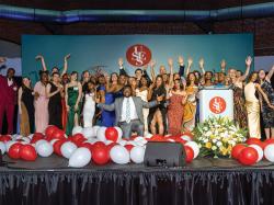 USES Staff announce fundraising total. Photo courtesy of USES.