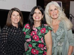 From left, Rosie's Place Board Chair Cherise Bransfield, Rosie's Place President & CEO Leemarie Mosca and gala emcee Susan Wornick. Photo courtesy of Rosie's Place.