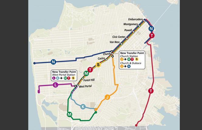san francisco muni map Bay Area Reporter No Rainbow But Sf Muni Subway Map Is Changing