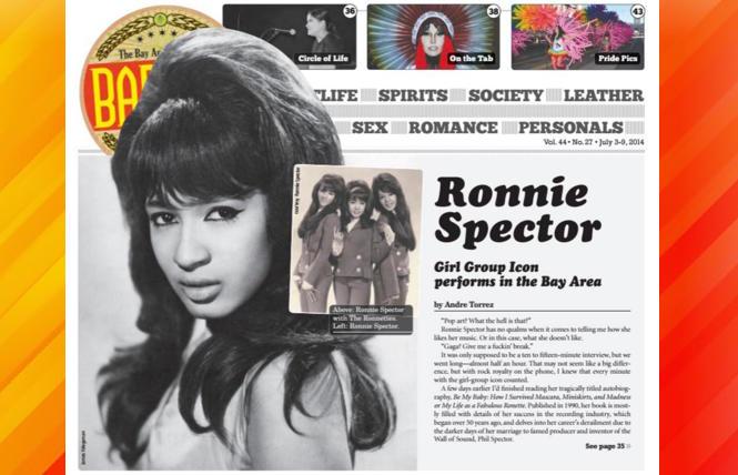 Bay Area Reporter :: 50 years in 50 weeks: Ronnie Spector ruled in 2014 - Vimarsana News